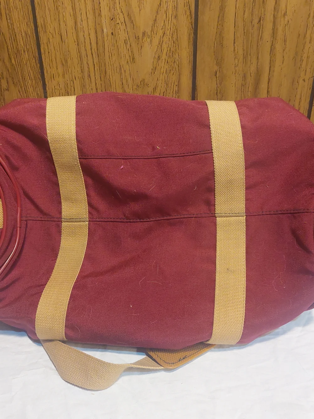Vintage 80s Winnebago Canvas Duffel Bag Maroon Zipper 3 Compartments Strap